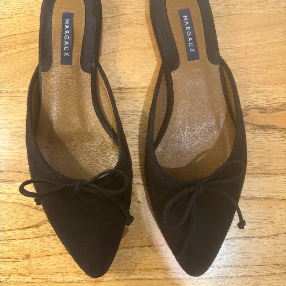 Margaux Black Bow Mule Flats